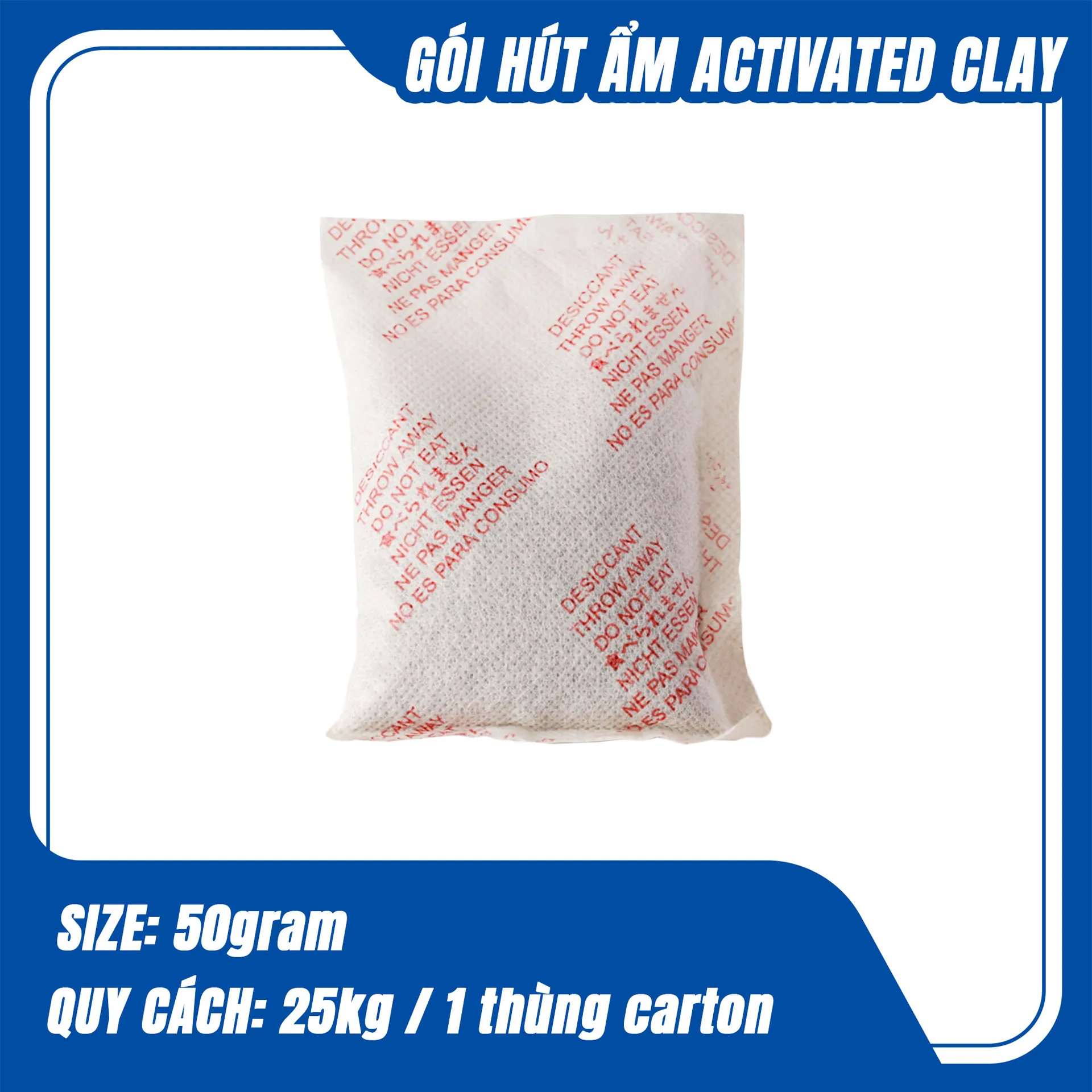 Gói hút ẩm Clay 50 gram (nhiều mẫu) - Goihutamhanoi.com